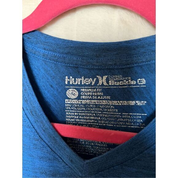Hurley Blue V-Neck T-Shirt Premium Fit Mens Size Small - Picture 4 of 7